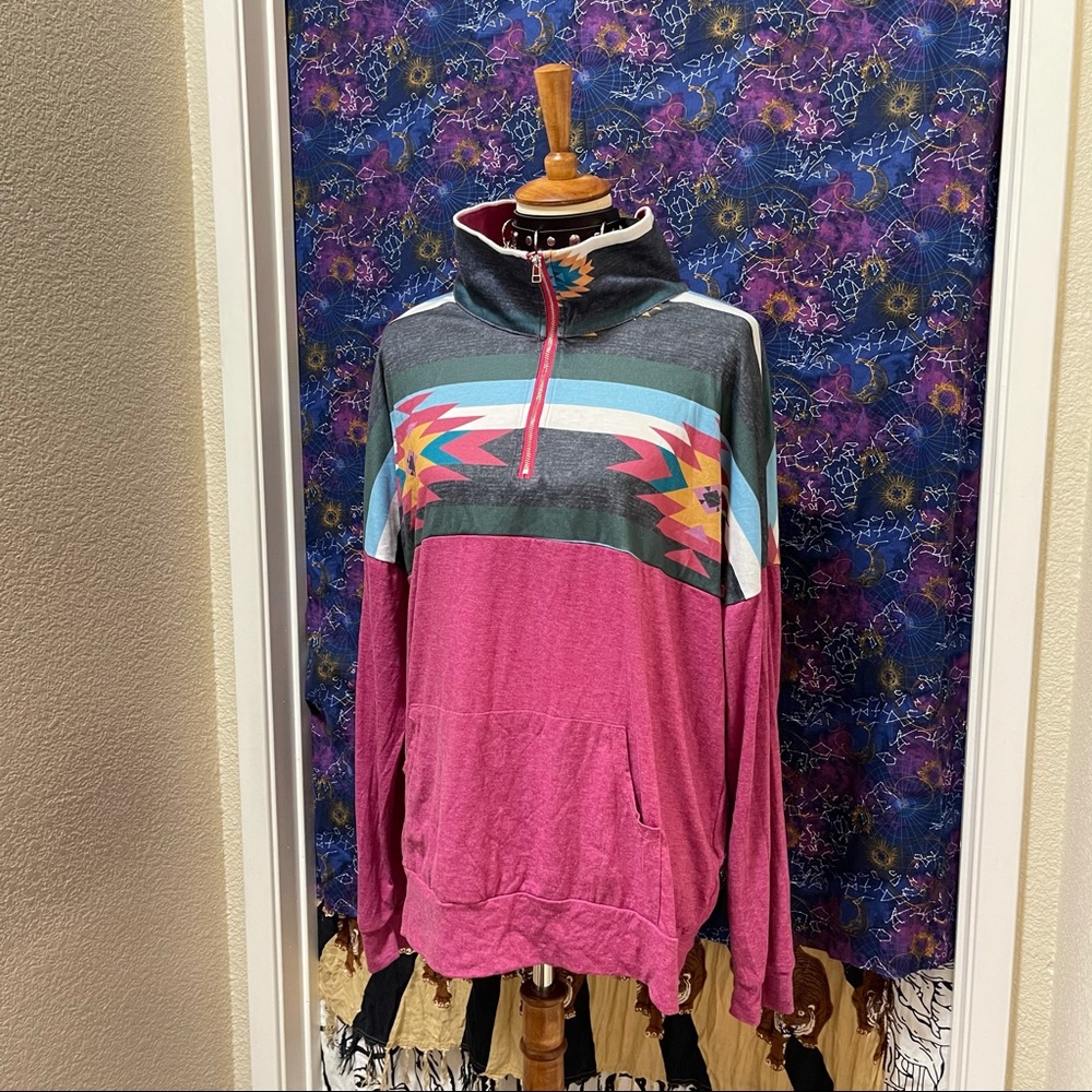 🌈 Beautiful bohemian mock zipper sweater - Picture 3 of 11